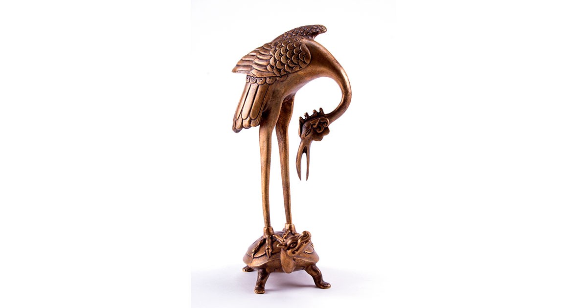Crane on a Tortoise sculpture, Sculpture copy for interior with