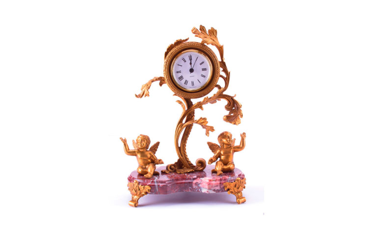 Bronze clock Birds of Paradise