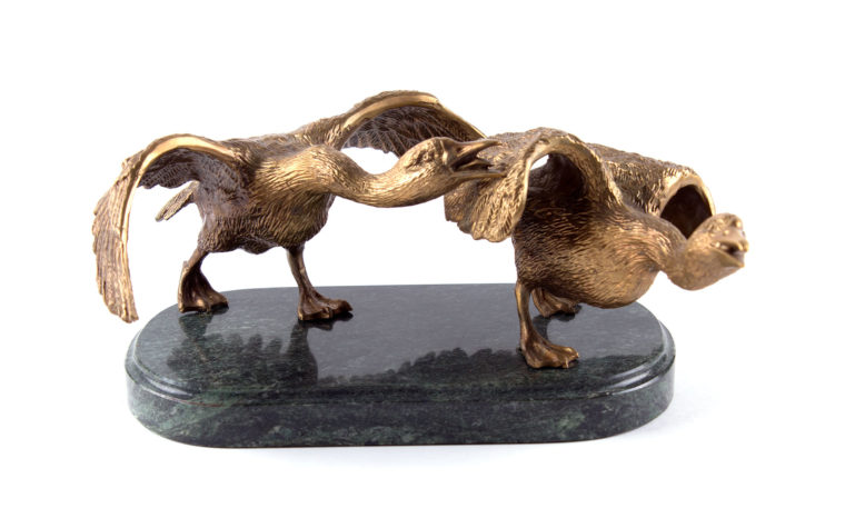 Bronze sculpture Swan goose