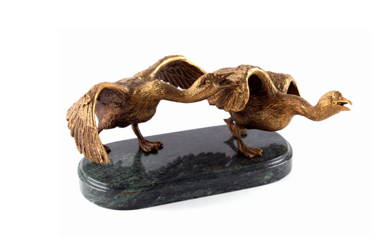 Bronze sculpture Swan goose