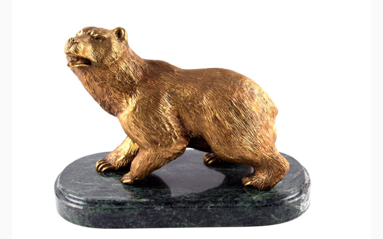 Bronze statuette Brown Bear on Stone