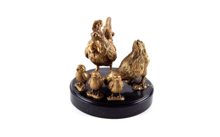 Bronze sculpture Chicken family