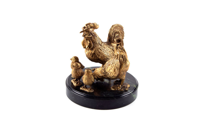 Bronze sculpture Chicken family