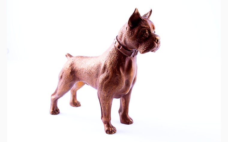 Bronze Animalistic Dog Sculpture - German boxer